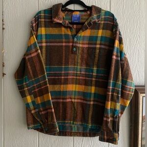 Without Walls Urban Outfitters Men Multicolor Plaid Quarter Button Over-Shirt M